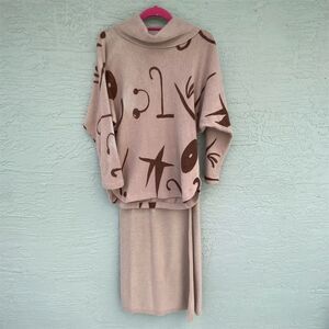 Vintage Fenn Wright & Manson Women's Beige 2 Piece Skirt & Top Set Sz S Vintage